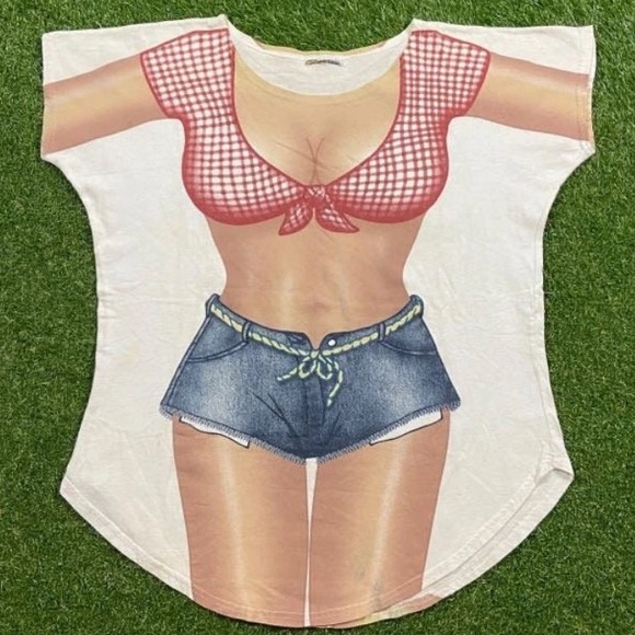 VINTANGE COUNTRY GIRL BODY OVERSIZED T-SHIRT SWIMSUIT COVER-UP 🌟NWOT🌟 - Picture 10 of 11